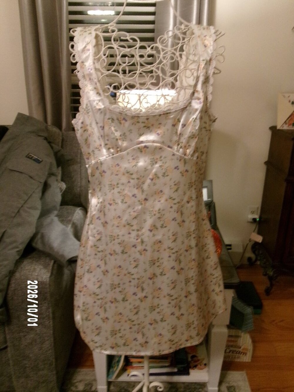 Princess Polly White Floral Lace Trim Satin Sleeveless Mini Dress Size 6